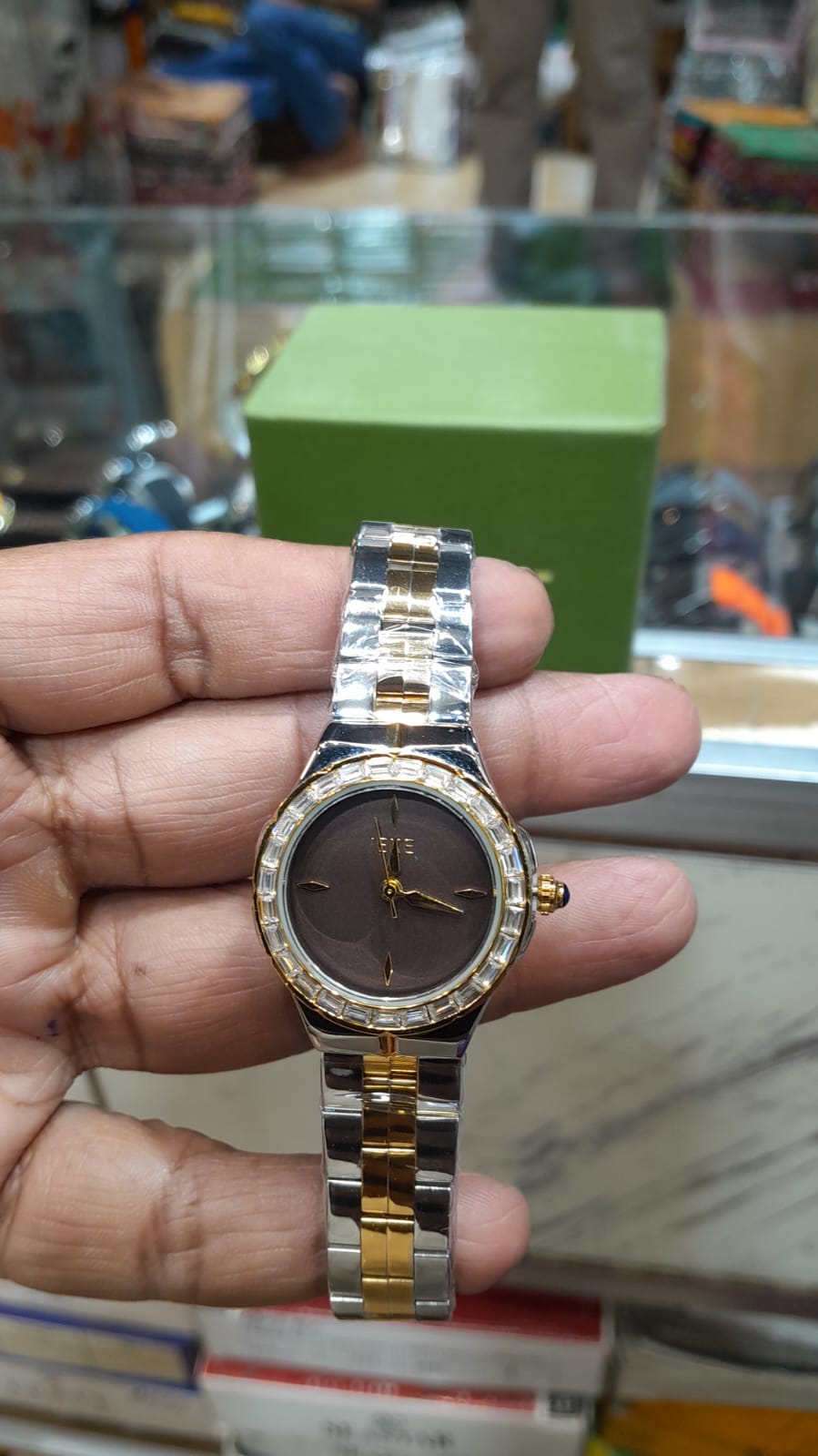 IEKE Aura Baguette Crystal Watch – Premium Two-Tone Series